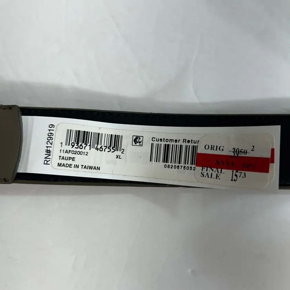 Alfani Rubberized Faux Leather‎ Belt Mens XL 42-44 Taupe